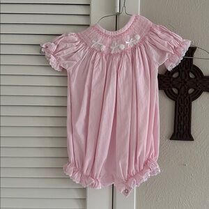 Pink Baby Romper with Embroidered bunnies